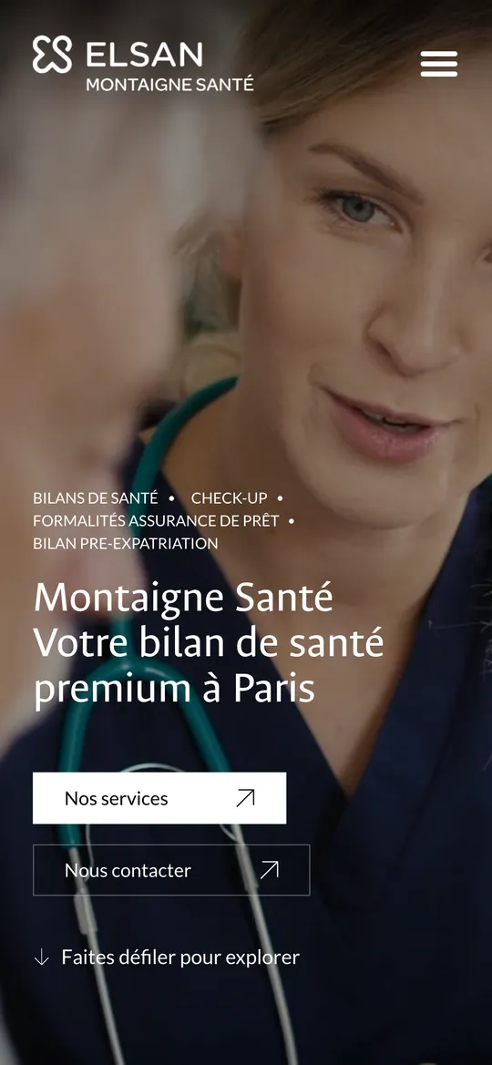 Site Montaigne Santé, Elsan sur smartphone
